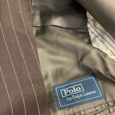 POLO by RALPH LAUREN Size 40 Regular Brown Cream Pinstripe Notch Lapel Suit