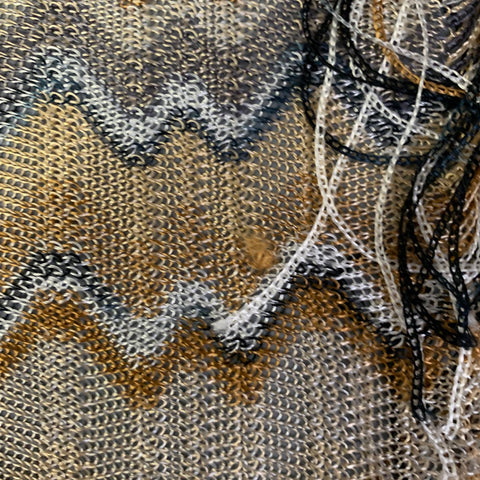 MISSONI Beige Multi Color Zig Zag Viscose Knit Fringe Scarf Shawl