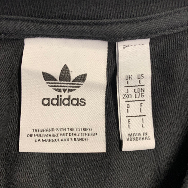 ADIDAS Size L Black Red Logo Cotton Crew Neck Pullover