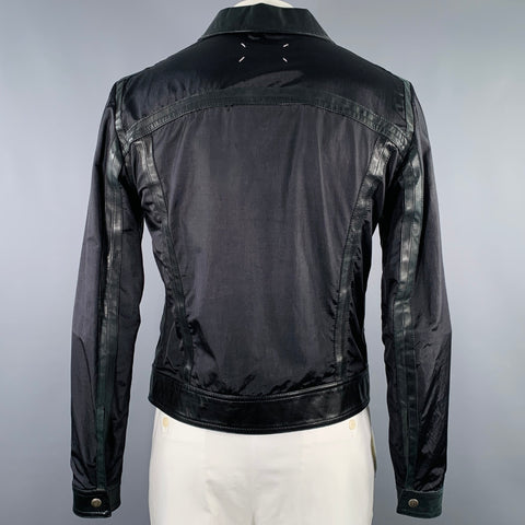 MARTIN MARGIELA Size 42 Black Mixed Materials Zip Up Shirt Jacket