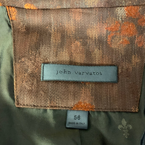 JOHN VARVATOS Size 46 Brown Orange Abstract Cotton Blend Blazer Jacket