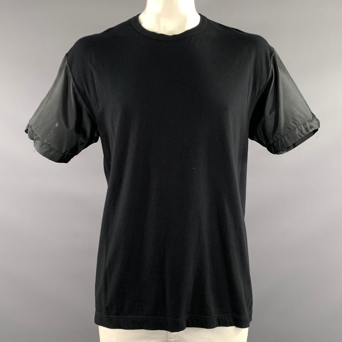 COMME des GARCONS Size L Black Solid Cotton Viscose Angora Oversized T shirt