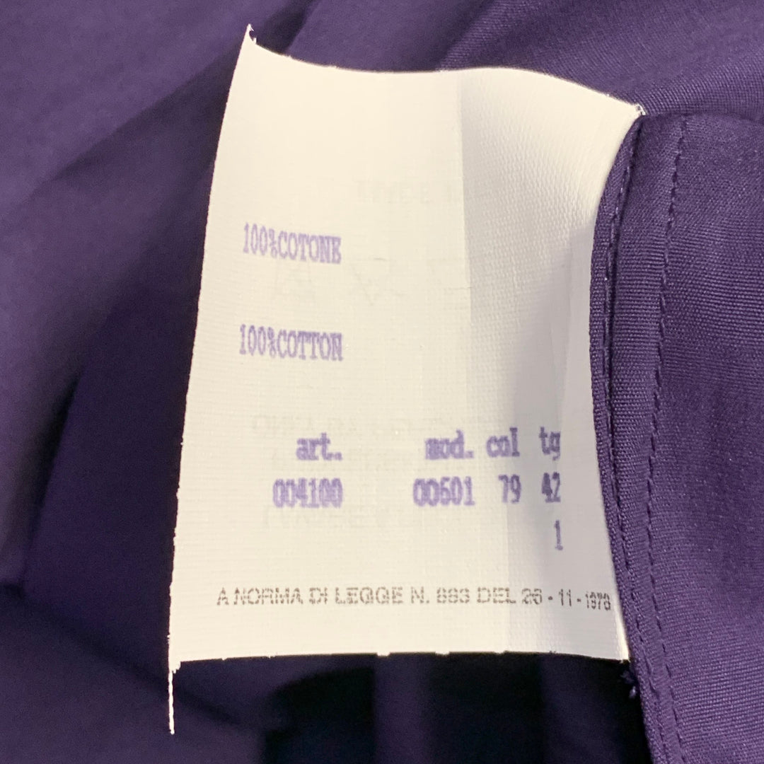 N_8 Size 6 Purple Cotton Pleated 3/4 Sleeves Half Zip Midi Dress