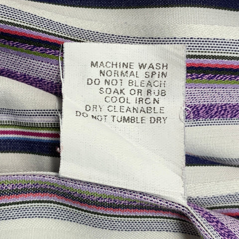 ETRO Size L White Purple Stripe Cotton Button Up Long Sleeve Shirt