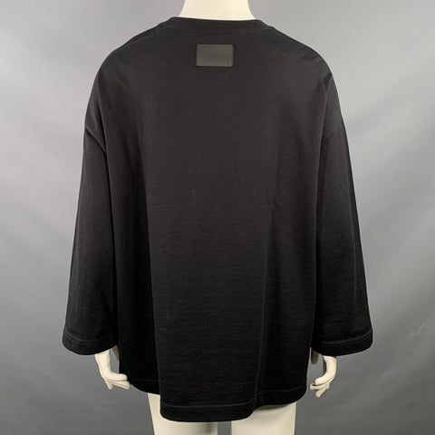 COGTHEBIGSMOKE One Size Black Cotton Oversized Crew Neck Sweatshirt Casual Top