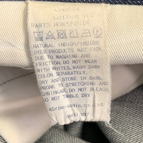 45rpm 2017 Size 38 Indigo Organic Cotton Straight Selvedge Jeans
