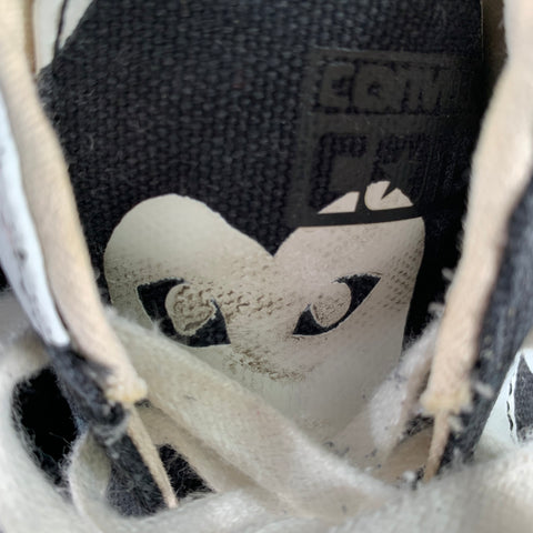 CONVERSE COMME des GARCONS PLAY Sz 10 Black White Hearts Canvas High Top Sneaker