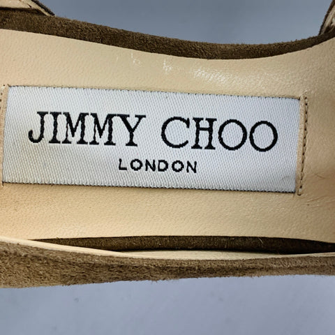 JIMMY CHOO Size 4.5 Brown Taupe Suede Ankle Strap D'Orsay Pumps