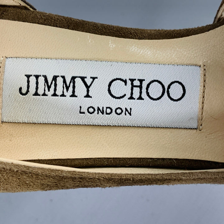 JIMMY CHOO Size 4.5 Brown Taupe Suede Ankle Strap D'Orsay Pumps