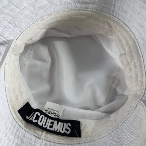 JACQUEMUS Chapeau en Coton Blanc Argenté à Bords Francs