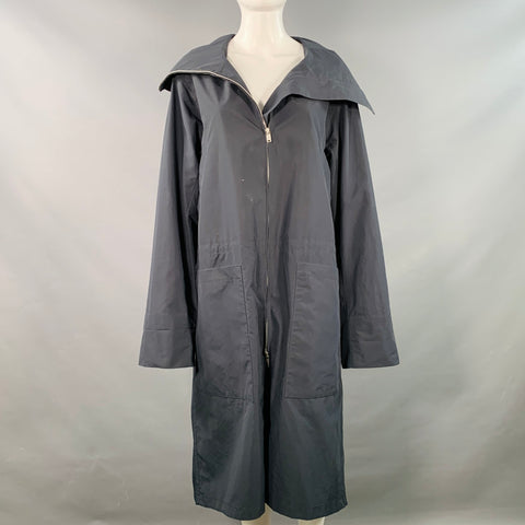JIL SANDER Size XS Navy Polyester Hooded Zip Up Coat