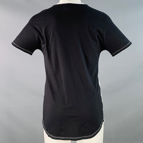 HELMUT LANG Size M White Black Two Toned Cotton Dolman Sleeves Crew Neck T-shirt