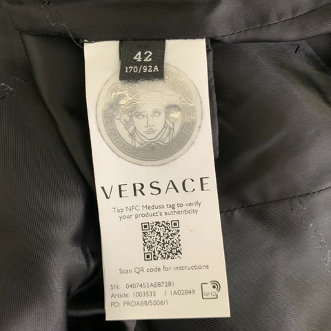 VERSACE Size 6 Black Gold Cotton Chain Jacket