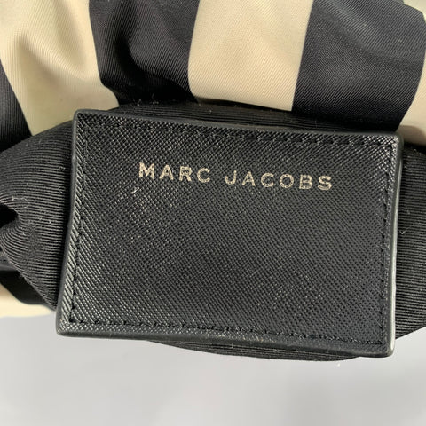 MARC JACOBS Trooper Nomad Black Cream Stripe Nylon Leather Cross Body Handbag