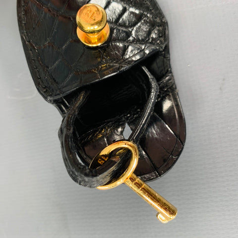 RALPH LAUREN COLLECTION Black Gold Alligator Doctor Handbag