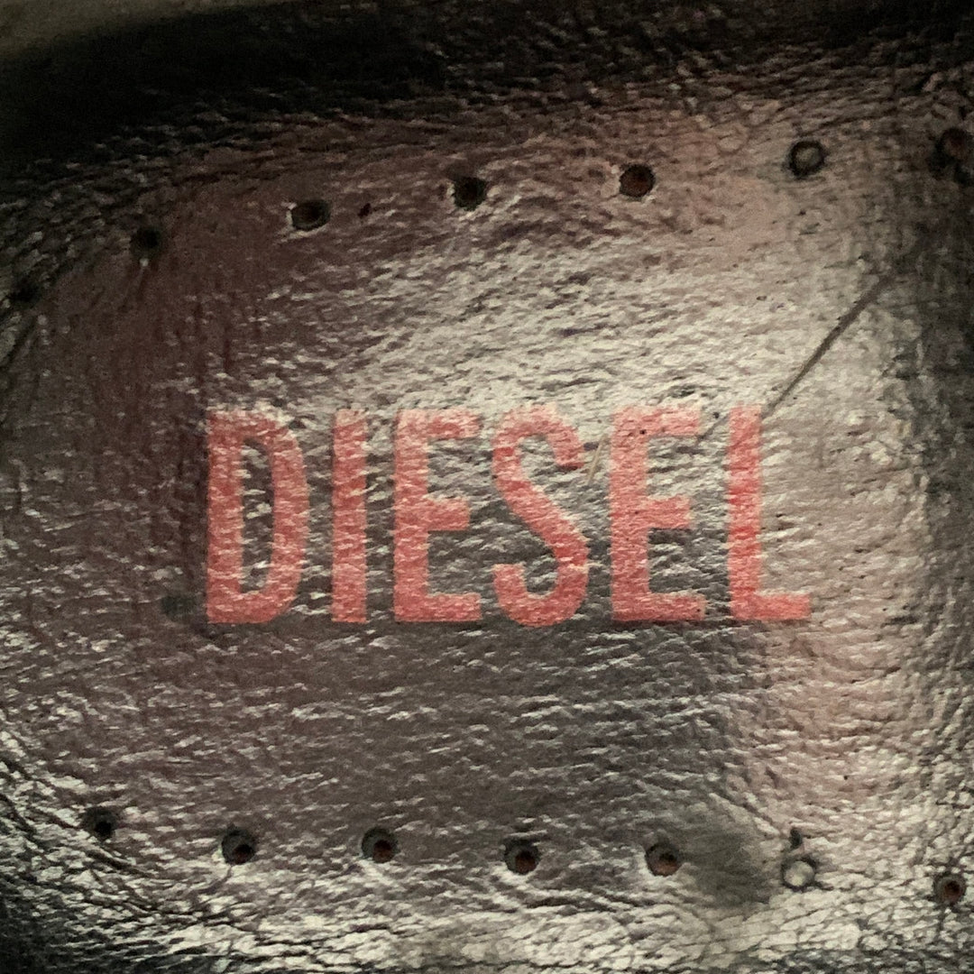 DIESEL Size 10.5 Brando Brown Leather Buckle Square Toe Boots