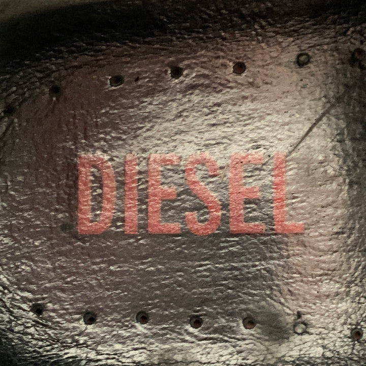 DIESEL Size 10.5 Brando Brown Leather Buckle Square Toe Boots