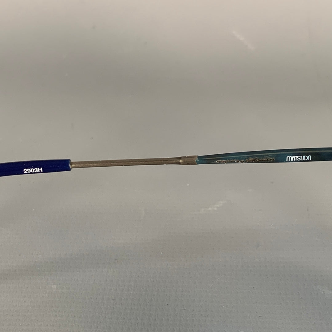 MATSUDA 2903H Silver Navy Titanium Round Sunglasses