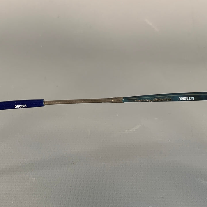 MATSUDA 2903H Silver Navy Titanium Round Sunglasses