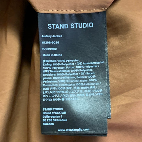 STAND STUDIO Size M Audrey Brown Black Polyester Faux Fur Teddy Jacket