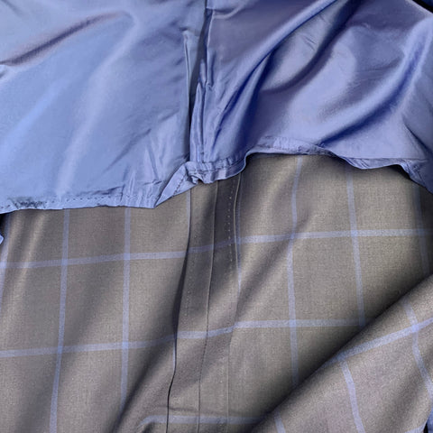 SARTORIO Costume croisé en laine à carreaux fenêtre bleu, taille 44