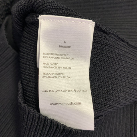 MANOUSH Pull en tricot côtelé noir en mélange de rayonne taille M