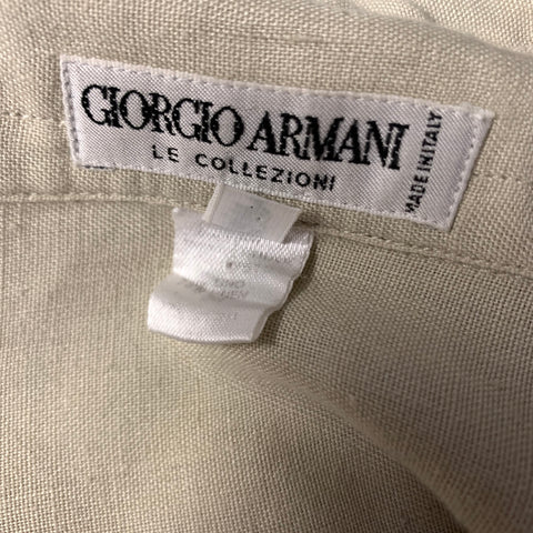 GIORGIO ARMANI Size M Beige Tan Linen Button Down Long Sleeve Shirt