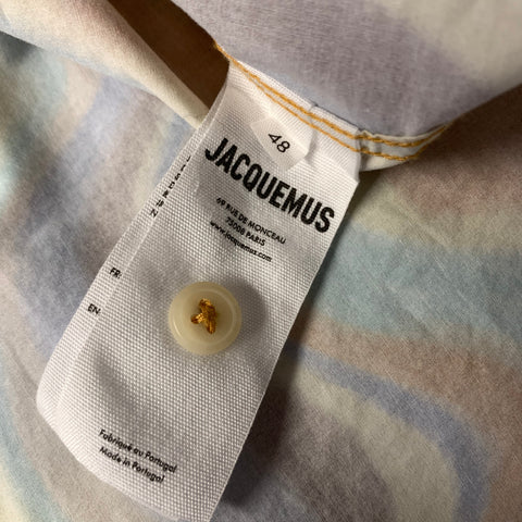 JACQUEMUS Size 38 Orange Blue Abstract Cotton Button Up Long Sleeve Shirt