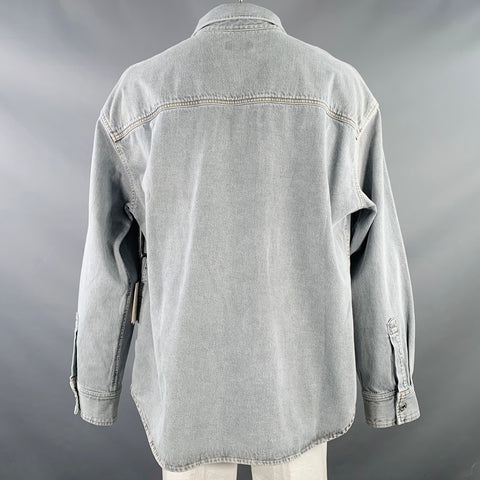 AGOLDE Size XL Grey Cotton Denim Two Pockets Snaps Long Sleeve Shirt