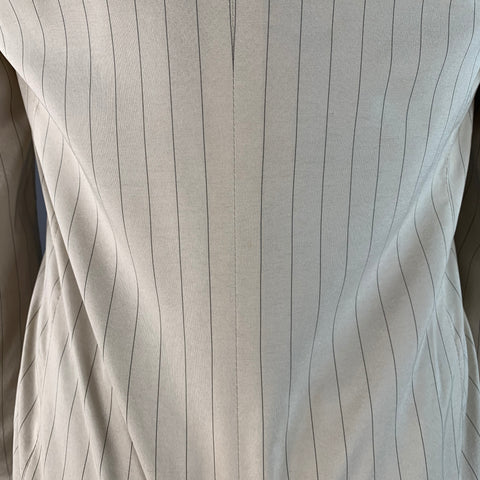 GAULTIER 2 Vintage Size 38 Beige Grey Pinstripe Wool Silk Single Button Hooded Suit