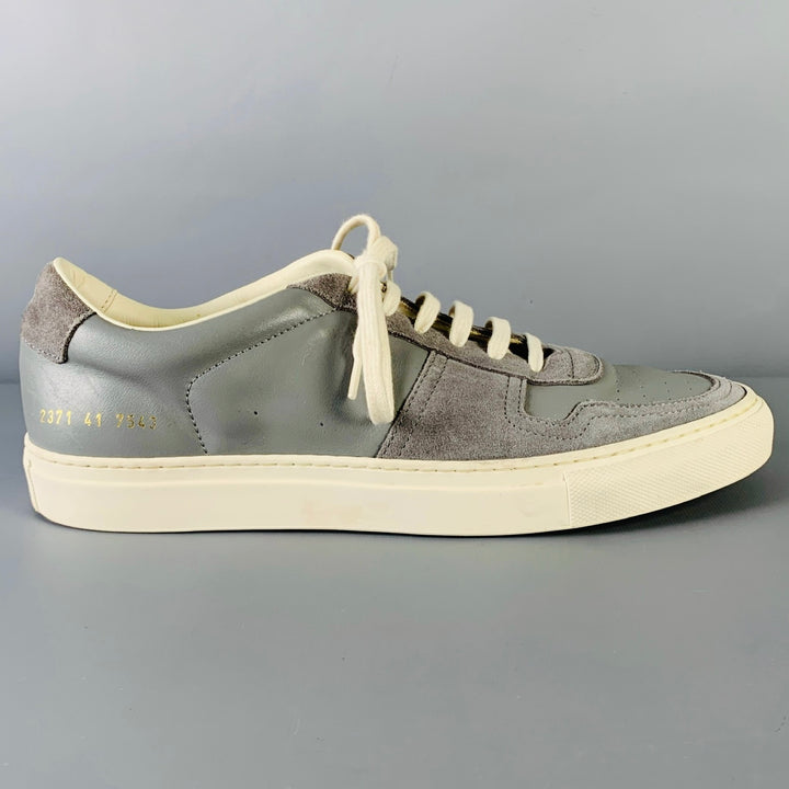 COMMON PROJECTS Size 8 Grey White Leather Suede Low Rise Sneakers