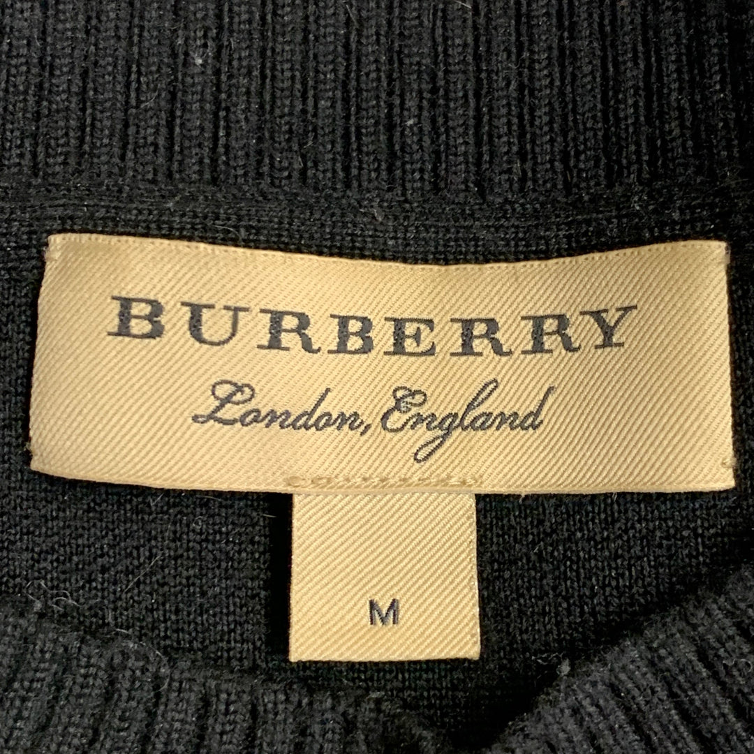 BURBERRY LONDON Size M Black White Logo Polyamide Blend Crew Neck Pullover