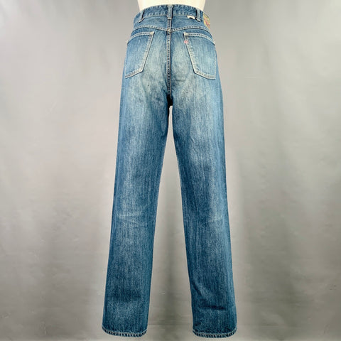 45rpm Size 28 Blue Cotton Distressed Straight Selvedge Jeans