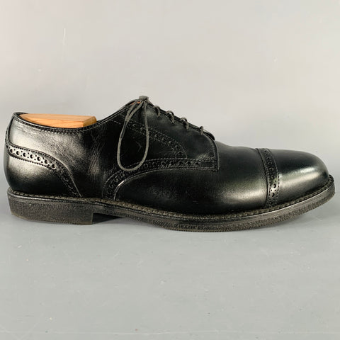 ALLEN EDMONDS Size 12 Black Perforated Leather Cap Toe Lace-Up Shoes