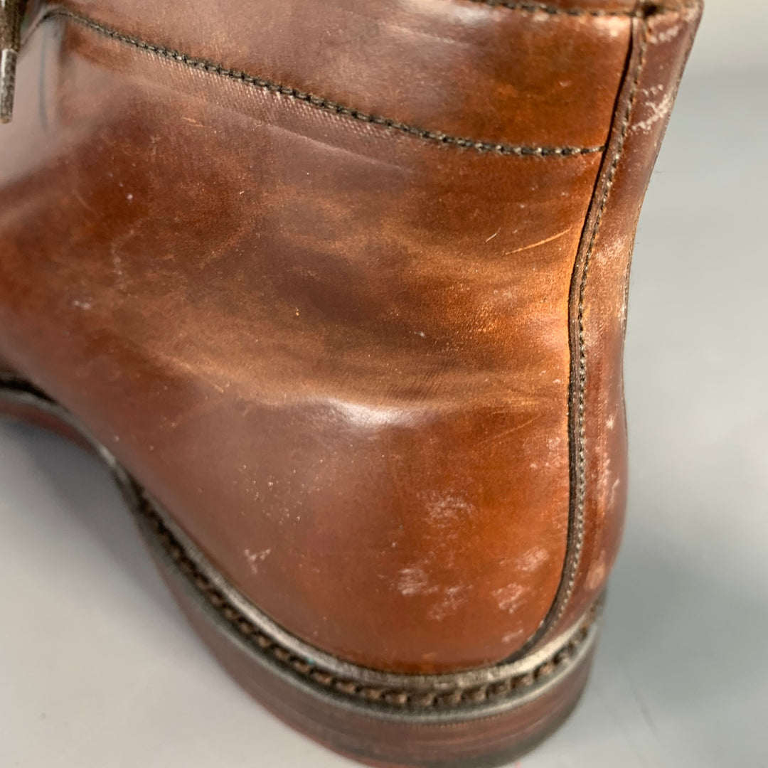 RALPH LAUREN Size 10.5 Gifford Brown Cordovan Leather Lace-Up Ankle Boots