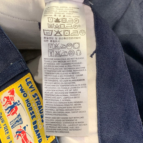 LEVI STRAUSS Size 32 Navy Twill Cotton Wide Leg Straight Cuffed Button Fly Jeans
