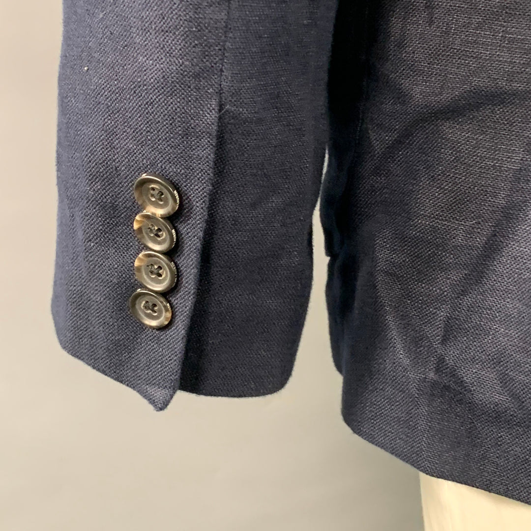 POLO by RALPH LAUREN Size 42 Regular Navy Woven Linen Sport Coat