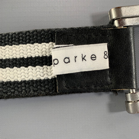 PARKE & RONEN Size 40 Black White Stripe Belt