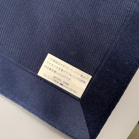 BURBERRY Navy Stripe Cotton Pocket Square