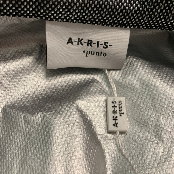 AKRIS Size 10 Black Silver Polyamide Bend Metallic Zip Snaps Coat