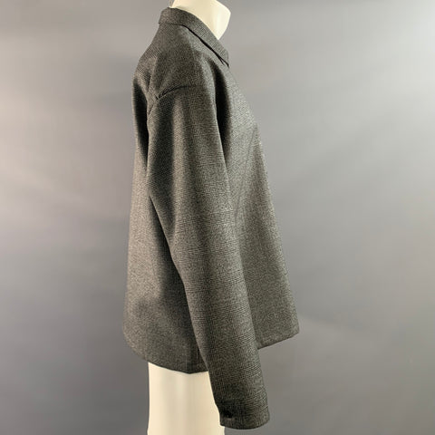 PRADA Size M Grey Black Glenplaid Wool Zip Up Jacket