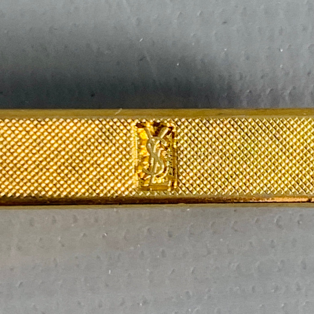 YVES SAINT LAURENT Vintage Gold Logo Metal Tie Clip