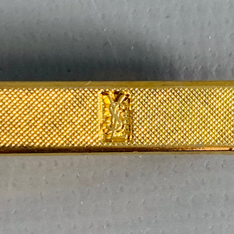 YVES SAINT LAURENT Vintage Gold Logo Metal Tie Clip