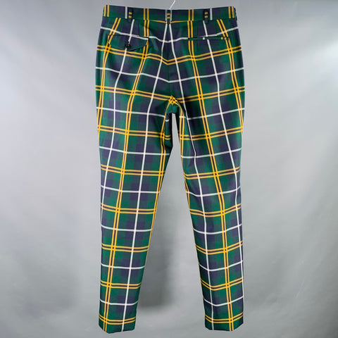 COMME des GARCONS Size XL Green Blue Yellow Plaid Polyester Dress Pants