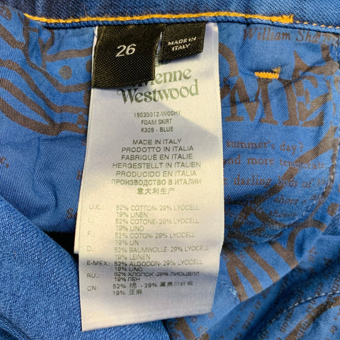 VIVIENNE WESTWOOD Size 26 Blue Denim Dyed Mini Skirt
