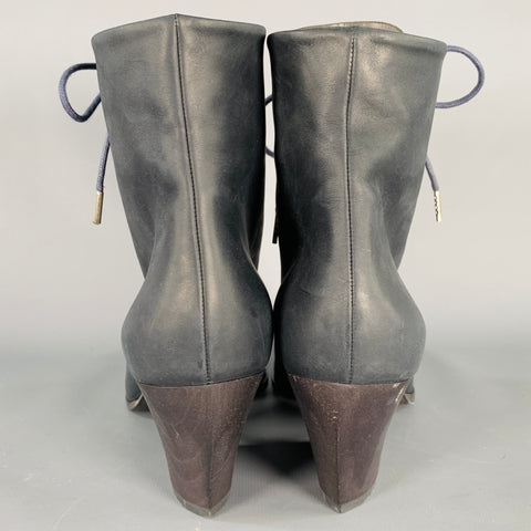 COCLICO Size 8.5 Ringo Grey Leather Lace Up Boots