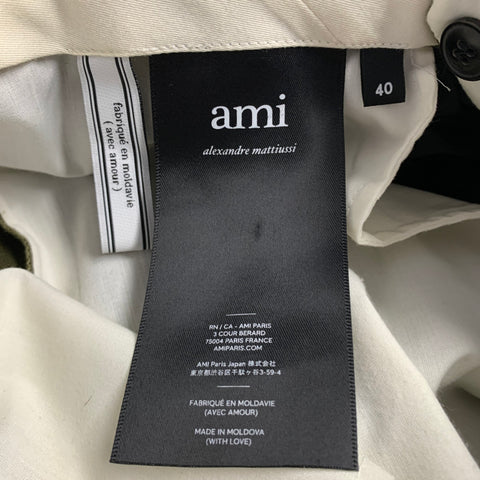 AMI by ALEXANDRE MATTIUSSI Size 32 Green Solid Wool Blend Pleated Dress Pants