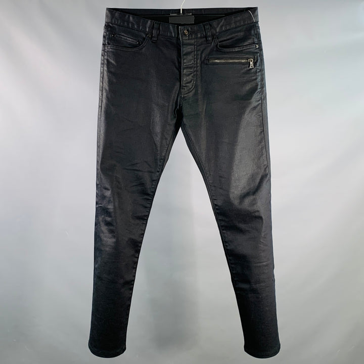 JOHN VARVATOS Size 32 Black Twill Cotton Blend Tapered Five Pockets Jeans