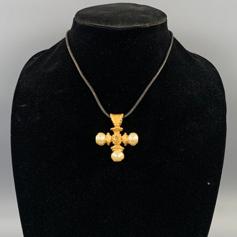 CATHERINE PREVOST Gold Cream Pearl Necklace