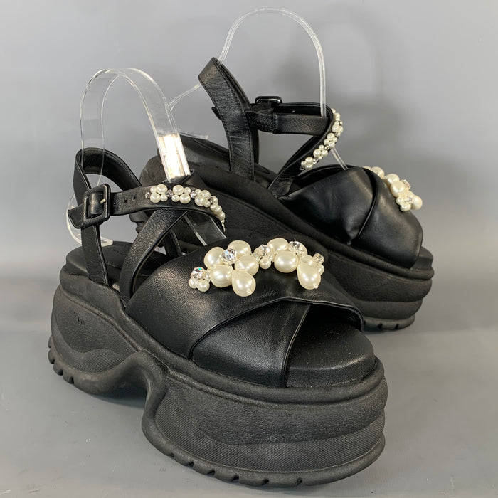 SIMONE ROCHA SS2021 Size 5 Black White Sandals